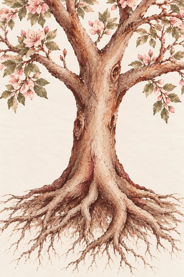 Tronco de árvore em aquarela